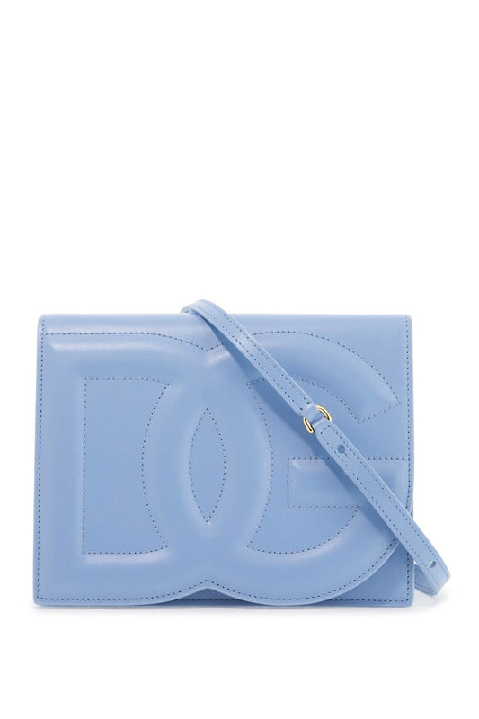 Leather Dg Logo Crossbody Bag  - Light Blue