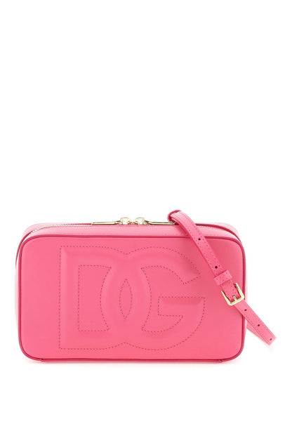 Leather Camera Bag With Logo  - Pink