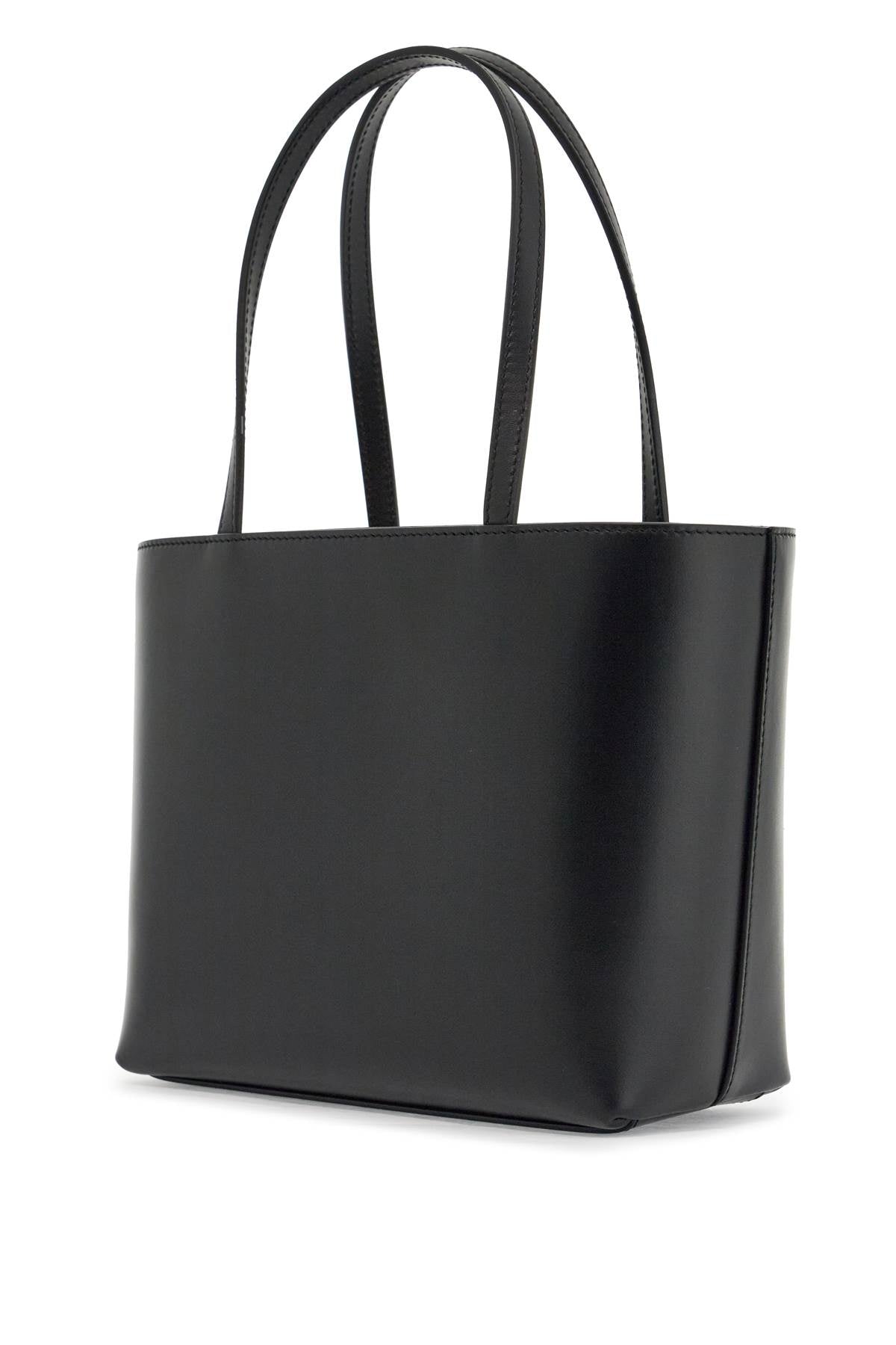 Black Smooth Calfskin Rectangular Shopping Bag  - Black