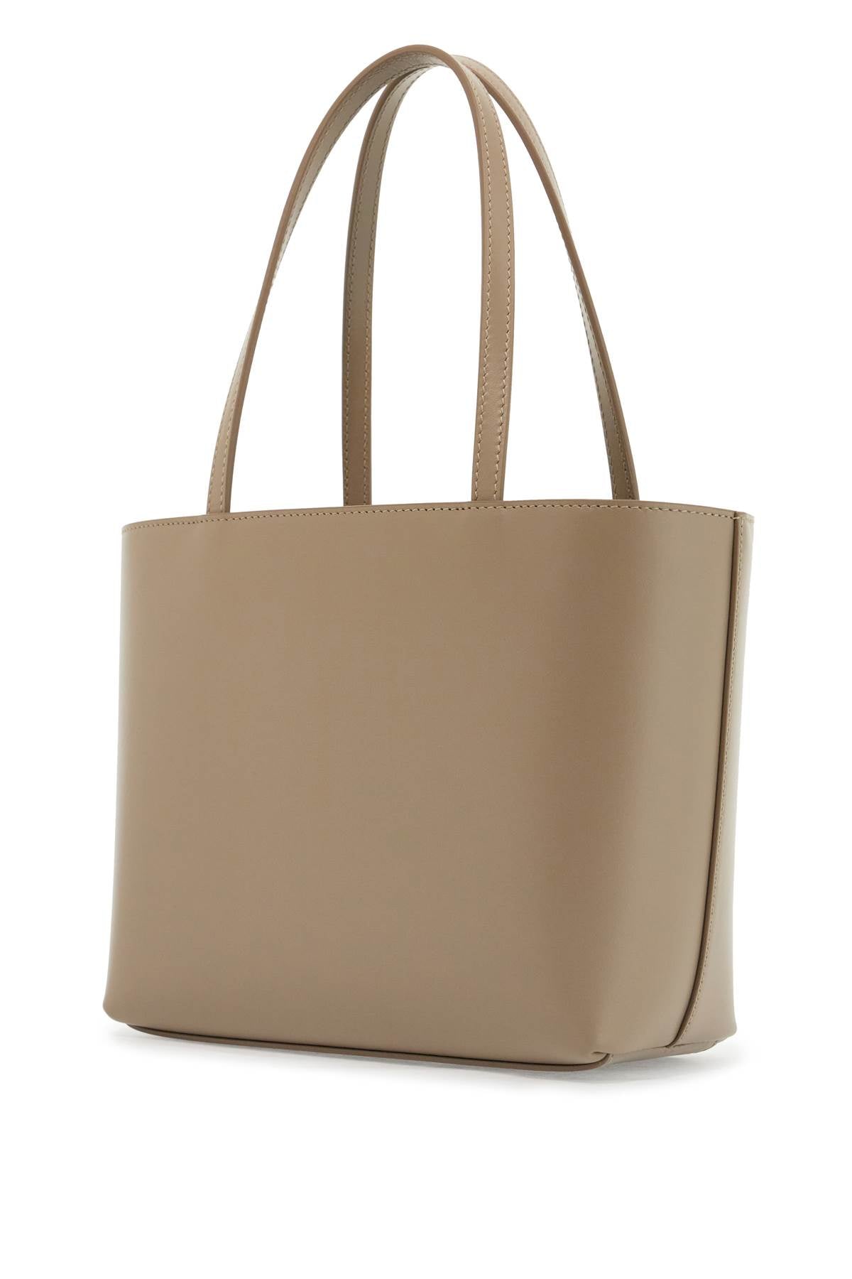 Structured Shopping Bag In Taupe Smooth Calfskin  - Brown