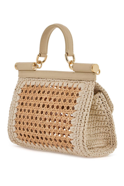 'extended Sicily Handbag In Straw And Raff  - Beige