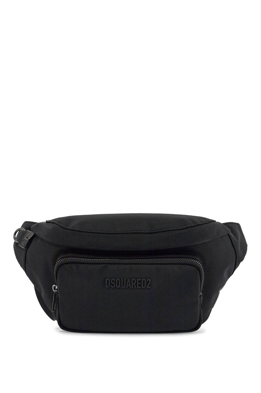 Black Waist Bag In Polyamide With Adjustable Shoulder Strap  - Black