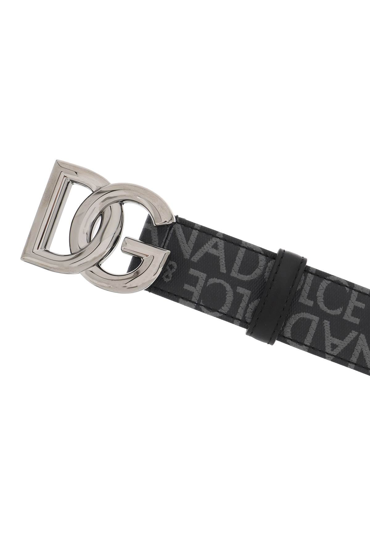 Coated Jacquard Logo Belt With Dg Buckle  - Nero