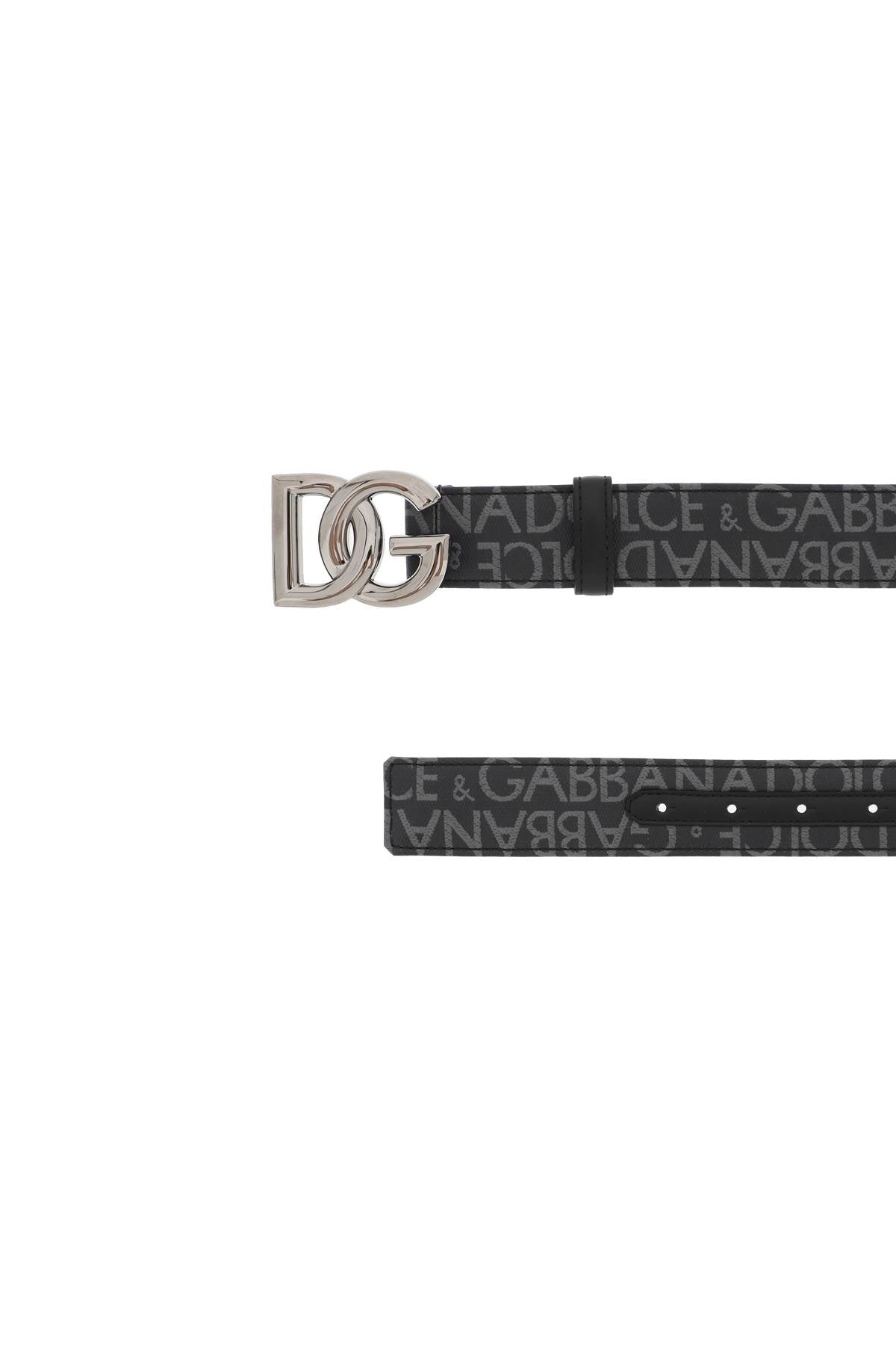 Coated Jacquard Logo Belt With Dg Buckle  - Nero