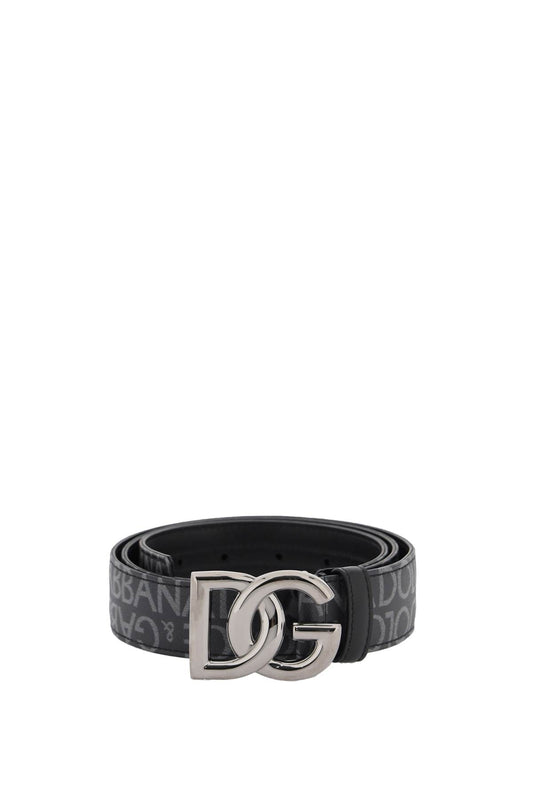 Coated Jacquard Logo Belt With Dg Buckle  - Nero