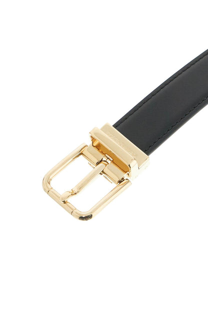 Smooth Leather Dg Belt With 8  - Black