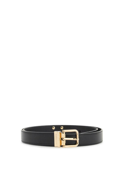 Smooth Leather Dg Belt With 8  - Black