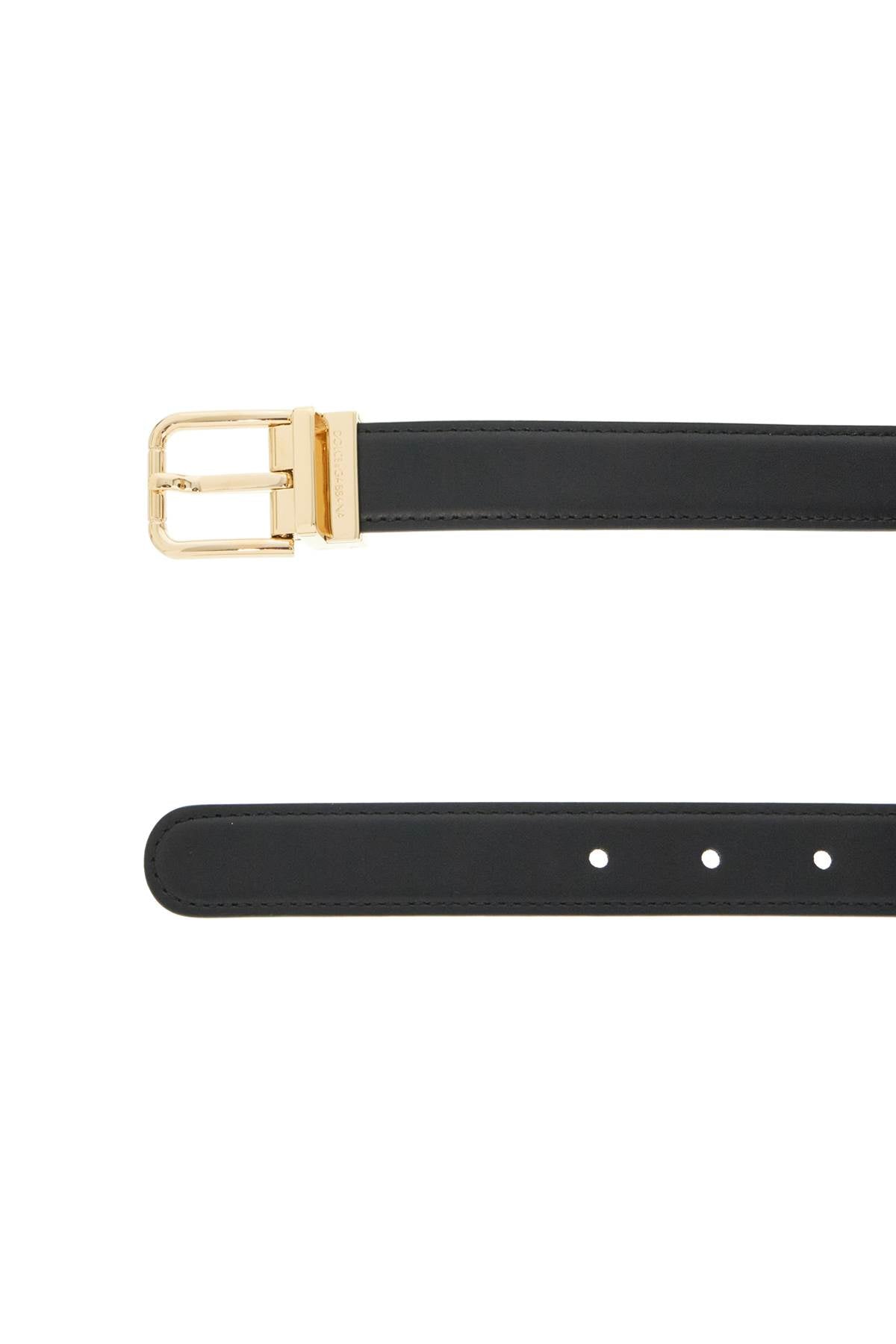 Smooth Leather Dg Belt With 8  - Black