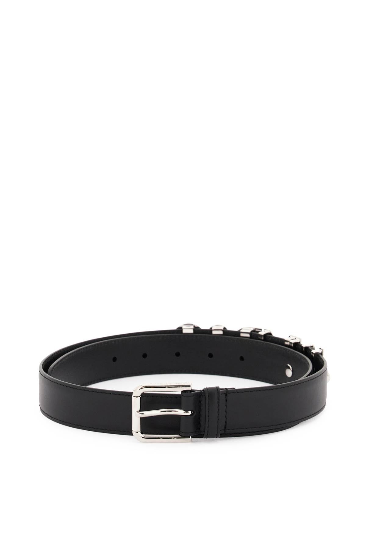 Lettering Leather Belt  - Nero