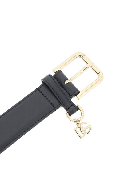 Belt With Charm Logo  - Black