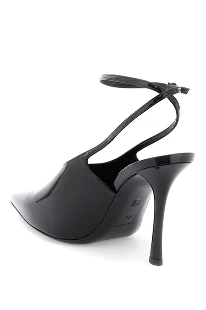 Patent Leather Slingback Pumps  - Black