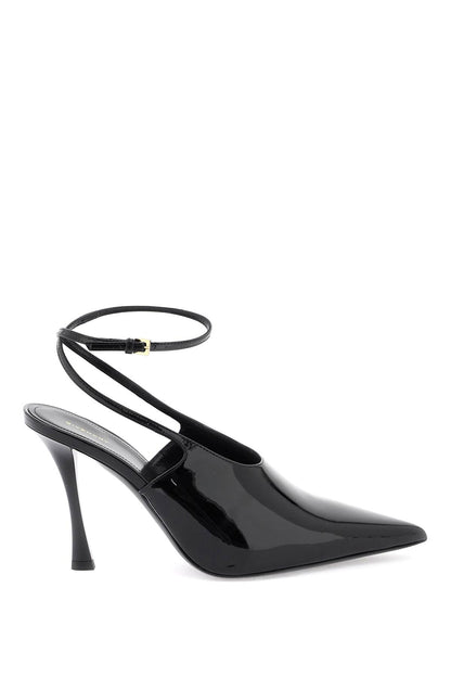 Patent Leather Slingback Pumps  - Black