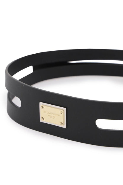 Belt With Logo Tag  - Nero