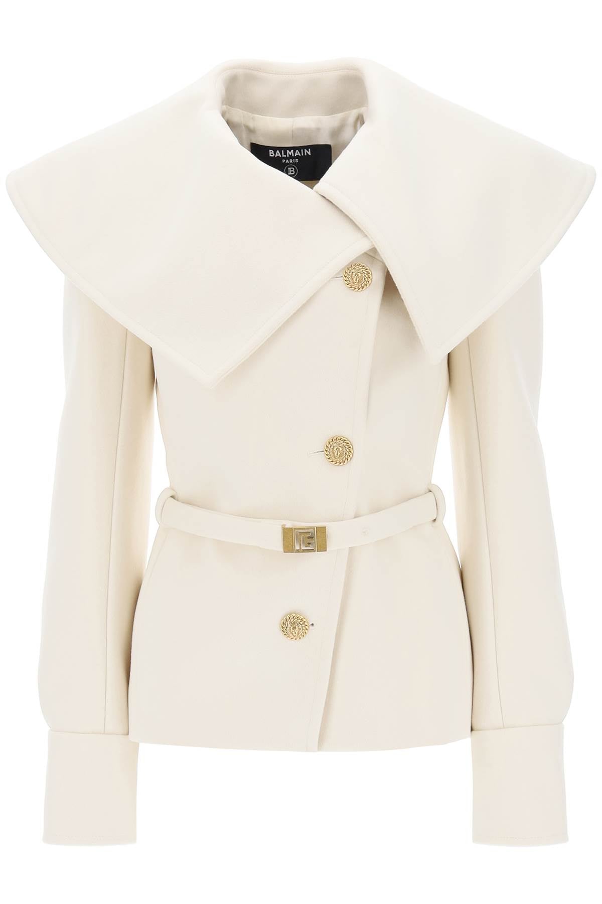 Belted Double-breasted Peacoat  - Bianco