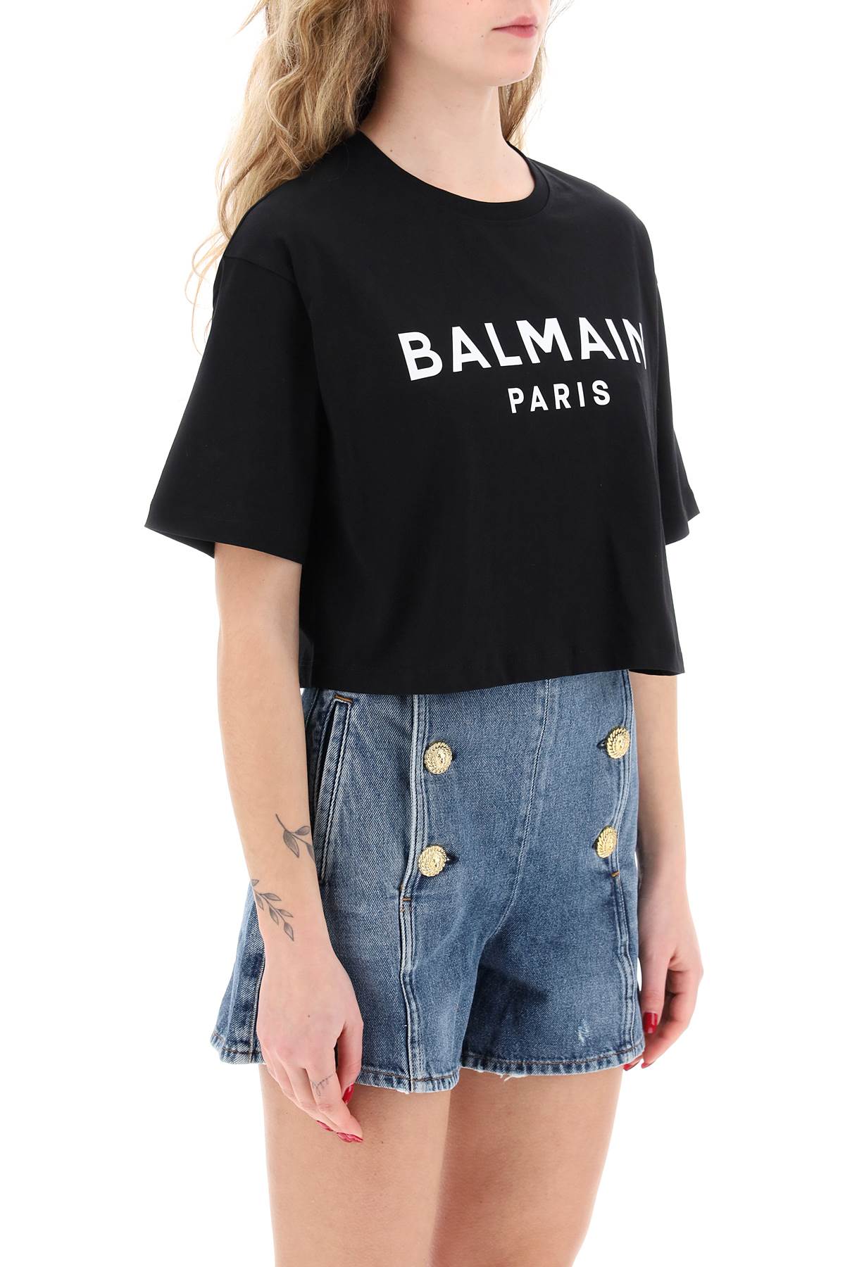 Logo Print Boxy T-shirt  - Black