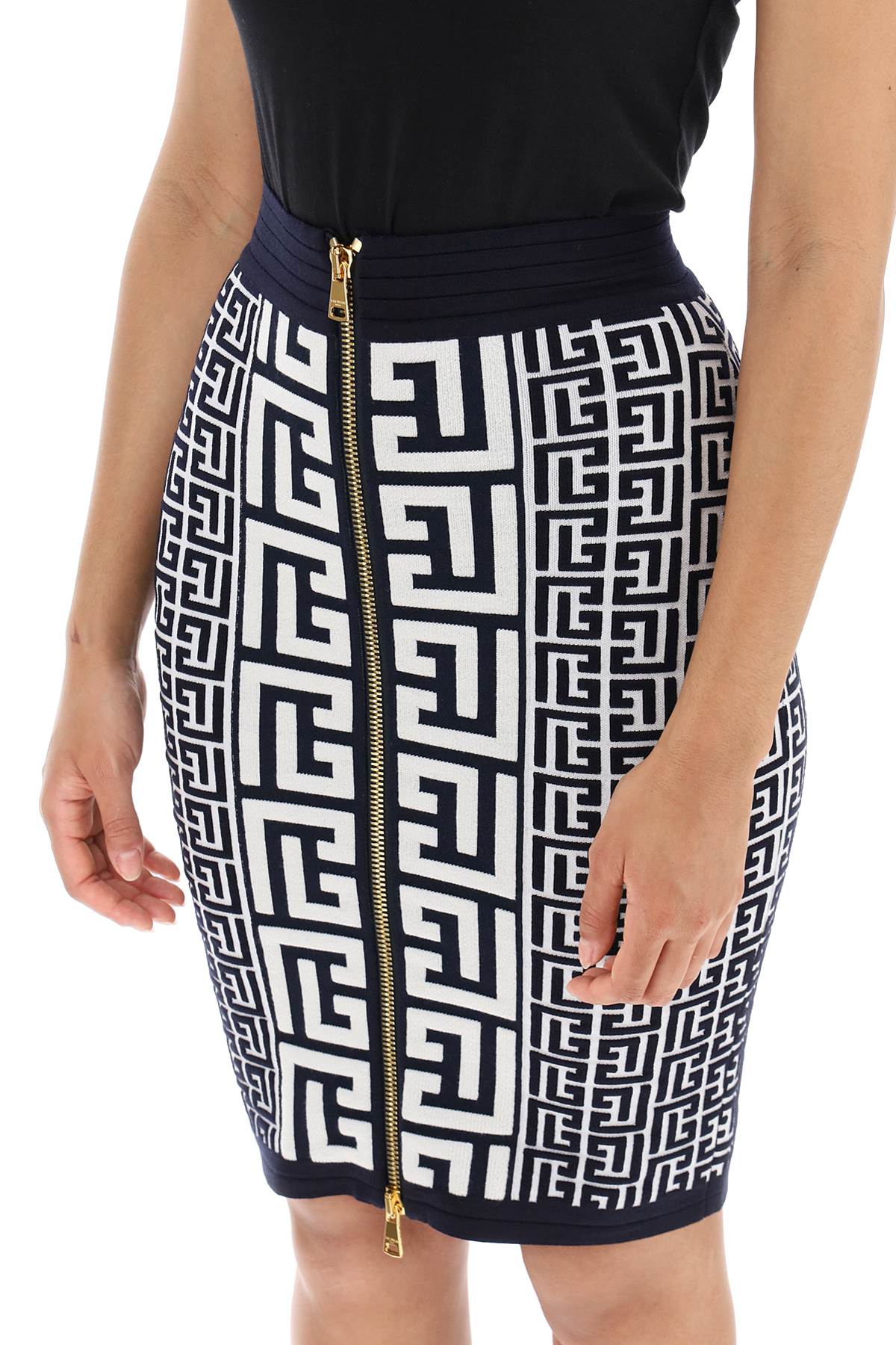 Pencil Skirt In Monogram Knit  - White