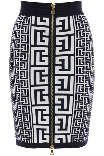 Pencil Skirt In Monogram Knit  - White