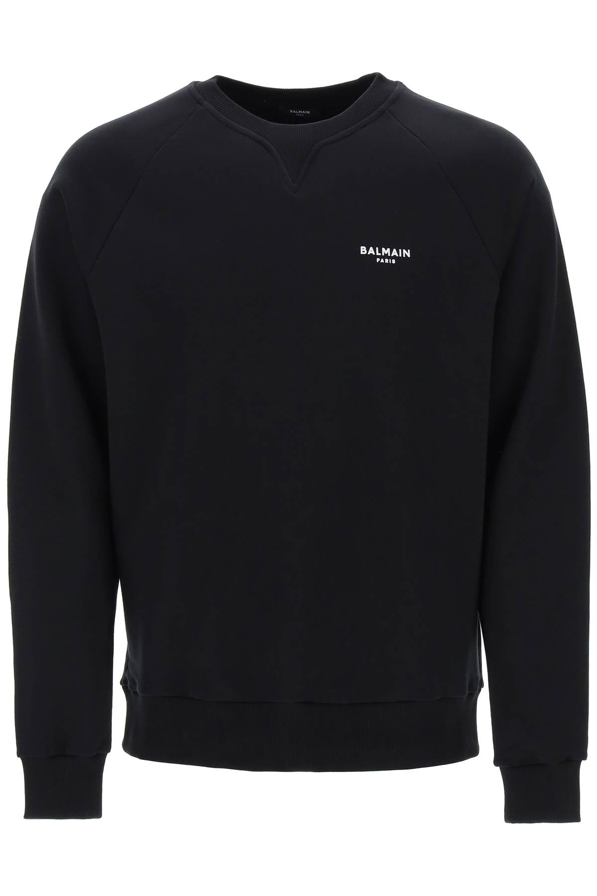 Crew-neck Sweatshirt With Flocked Logo  - Black