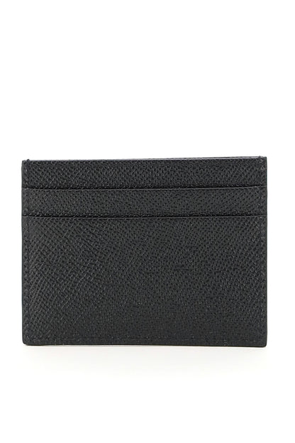 Leather Card Holder With Logo Plaque  - Black