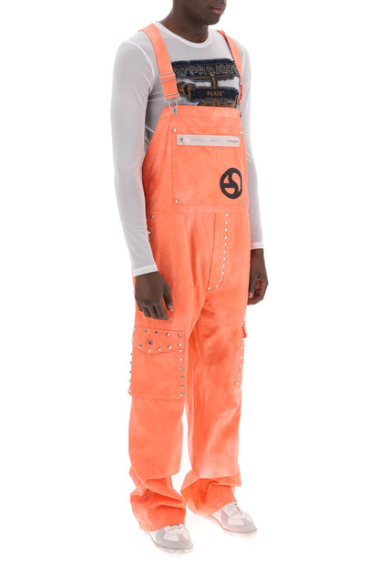 Cotton Overalls With Studs  - Pink