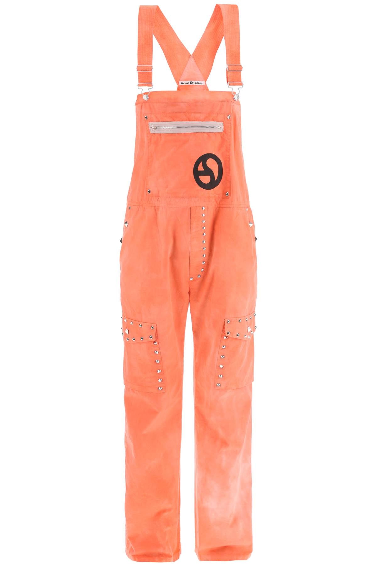 Cotton Overalls With Studs  - Pink