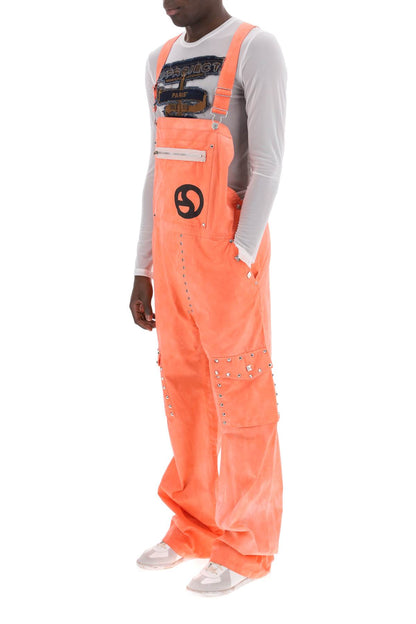 Cotton Overalls With Studs  - Pink