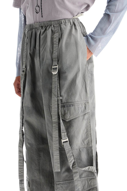 Dyed Effect Cargo Pants  - Grey