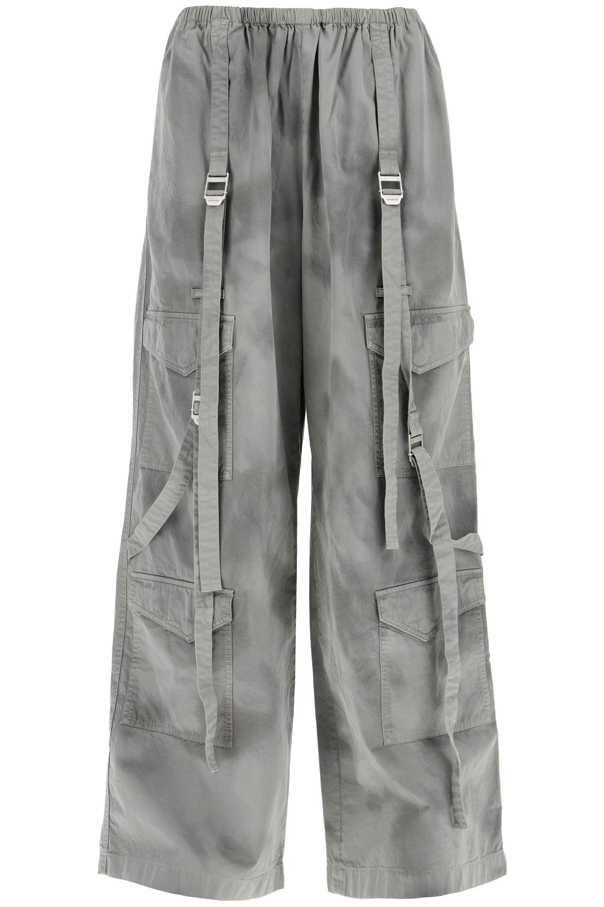 Dyed Effect Cargo Pants  - Grey