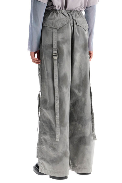 Dyed Effect Cargo Pants  - Grey