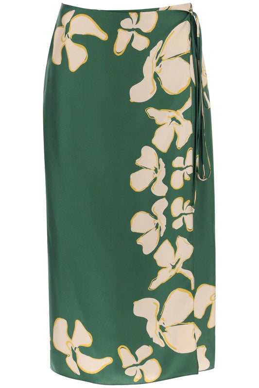 's Silk Floral Wrap Skirt  - Green