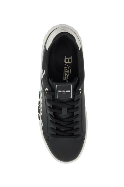 B-court Logo Print Sneakers With  - Black