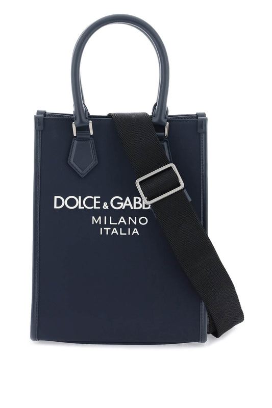 Small Nylon Tote Bag With Logo  - Blue