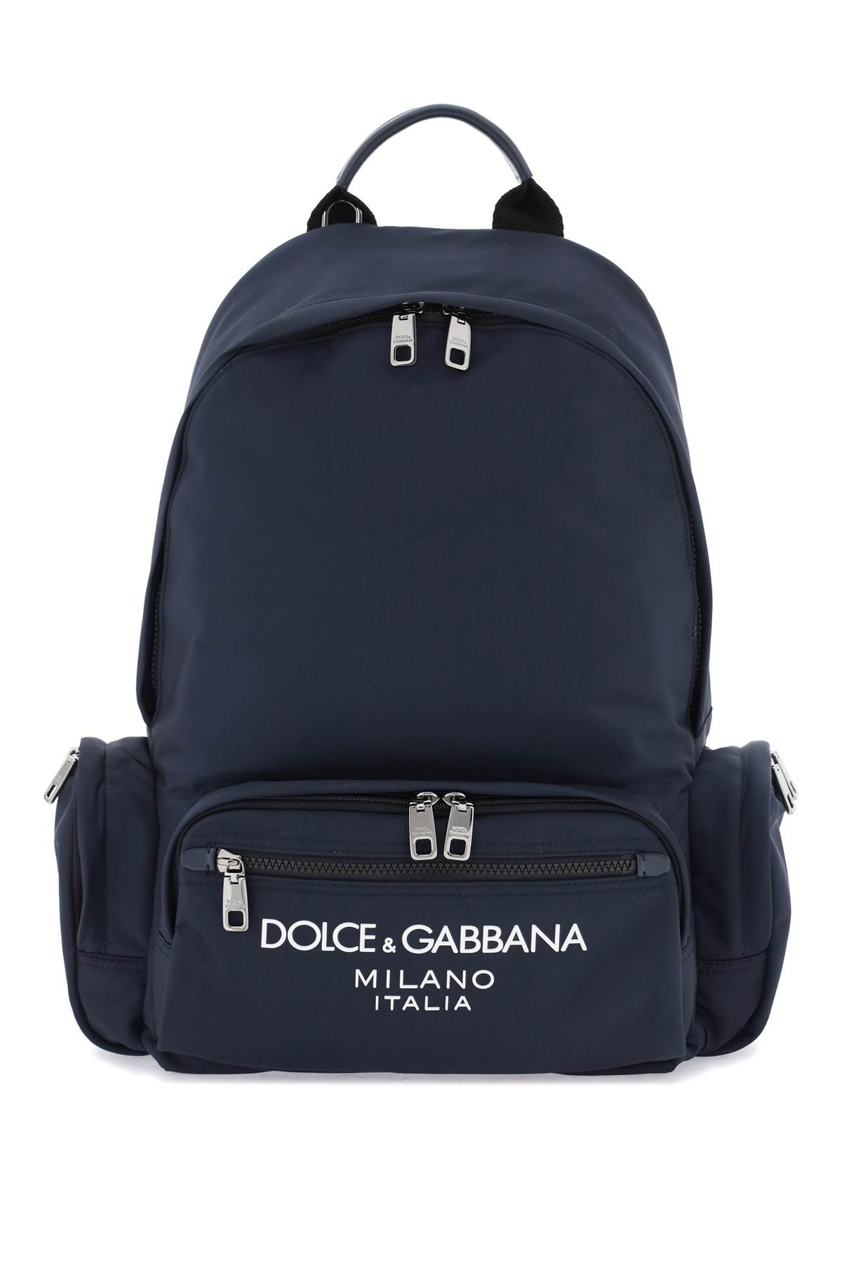 Nylon Backpack With Logo  - Blue