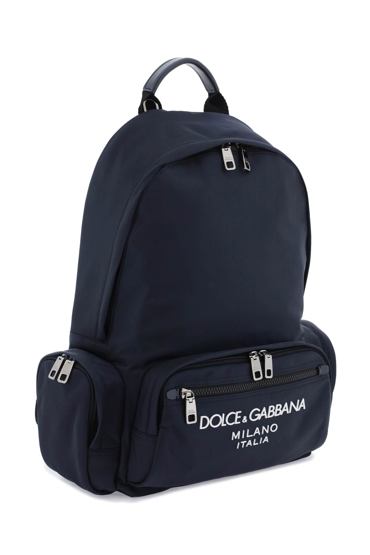 Nylon Backpack With Logo  - Blue