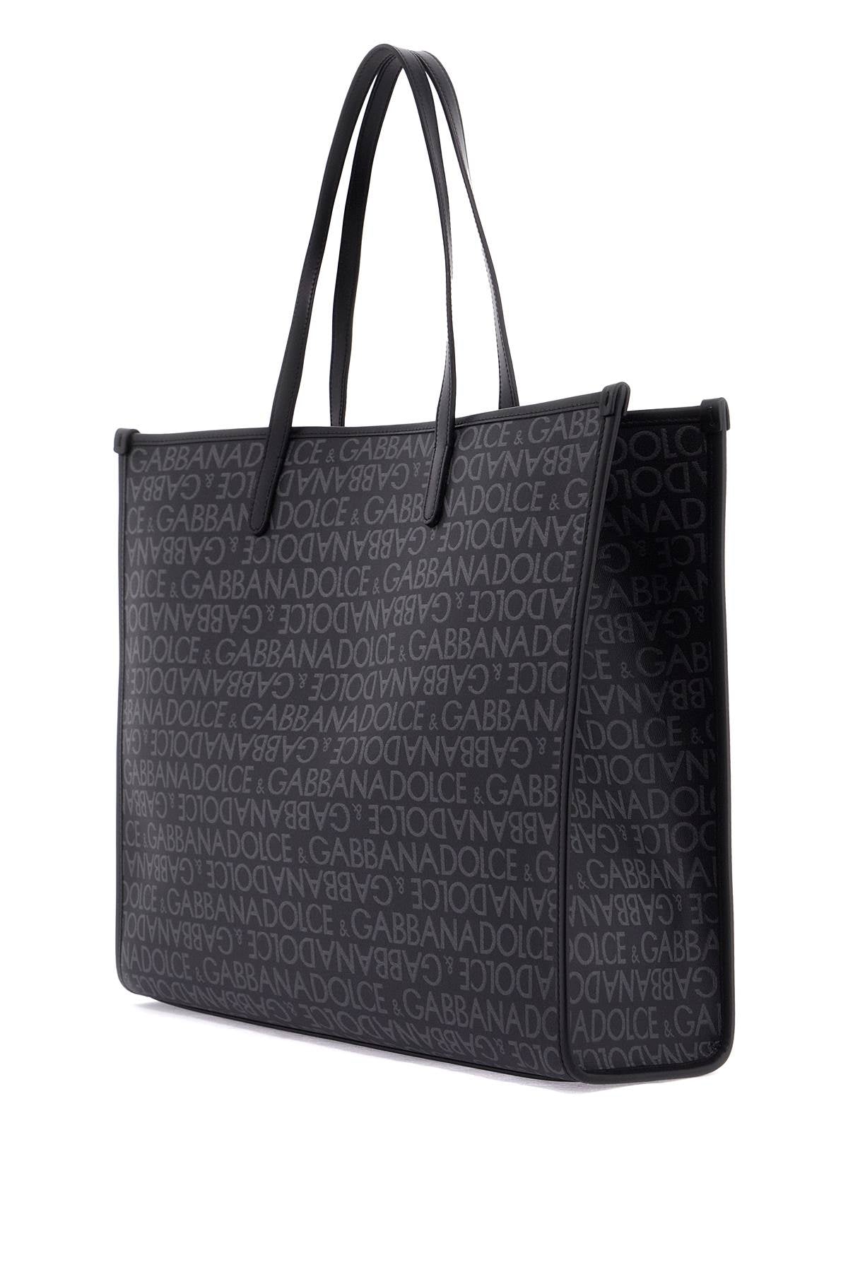 Large Jacquard-coated Tote Bag  - Black