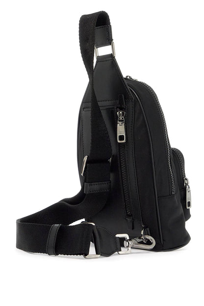 Nylon Shoulder Bag With Crossbody  - Black