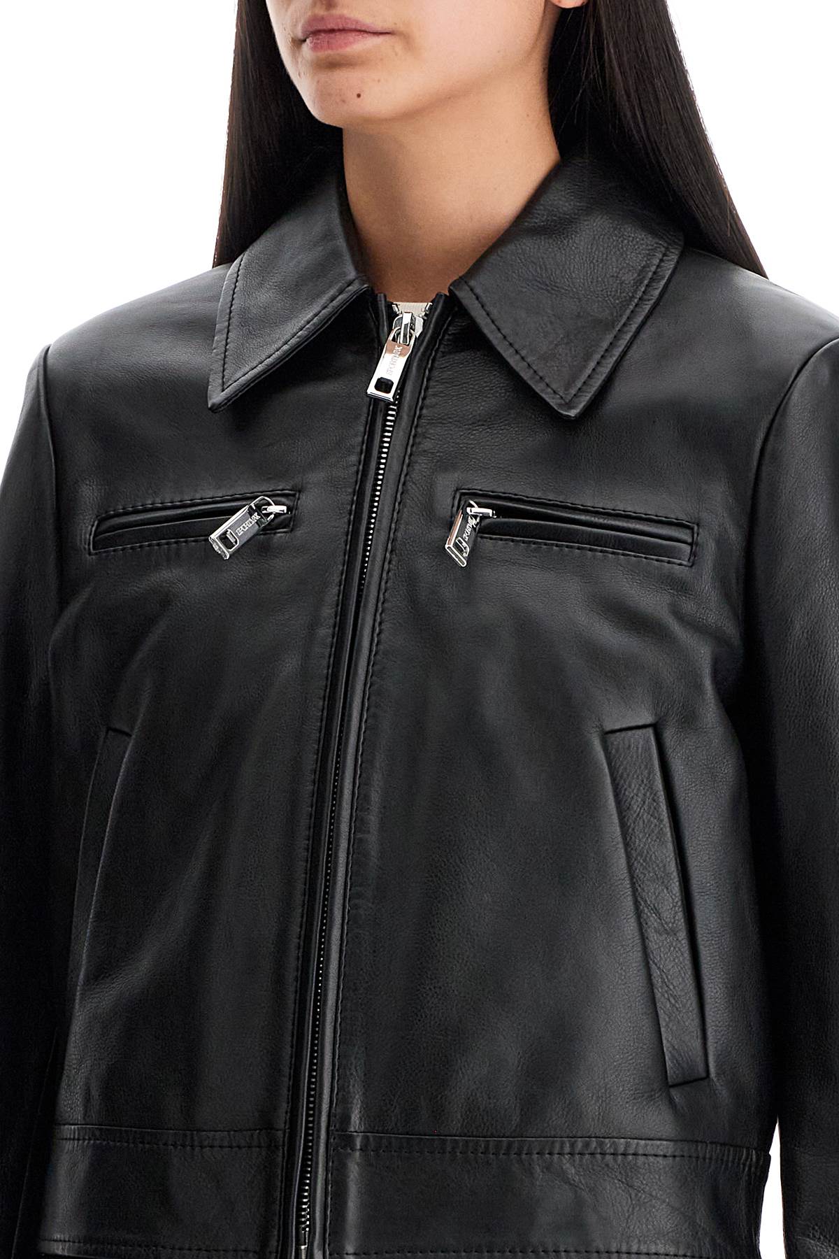 Short Leather Jacket For Women  - Black