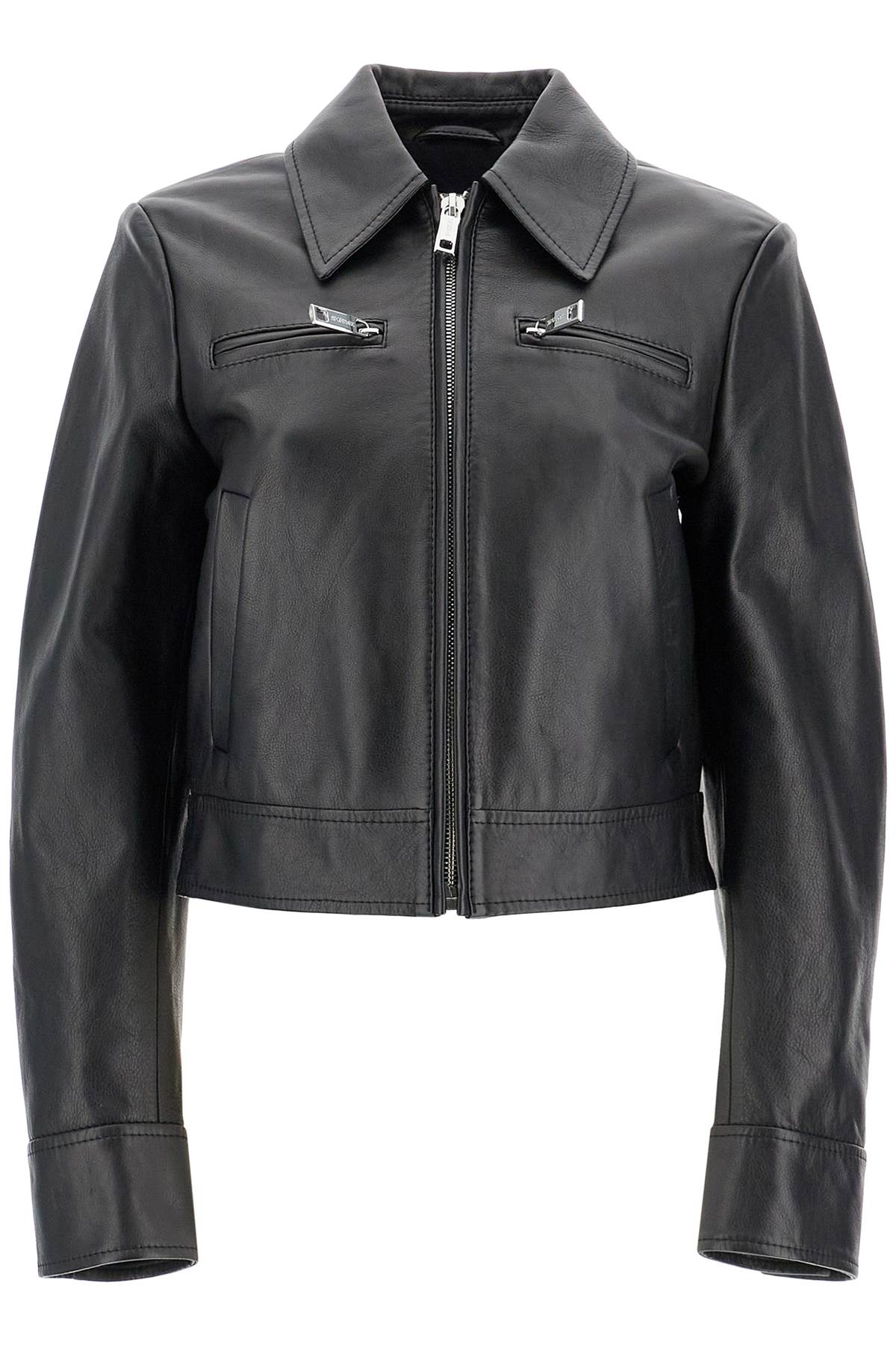 Short Leather Jacket For Women  - Black