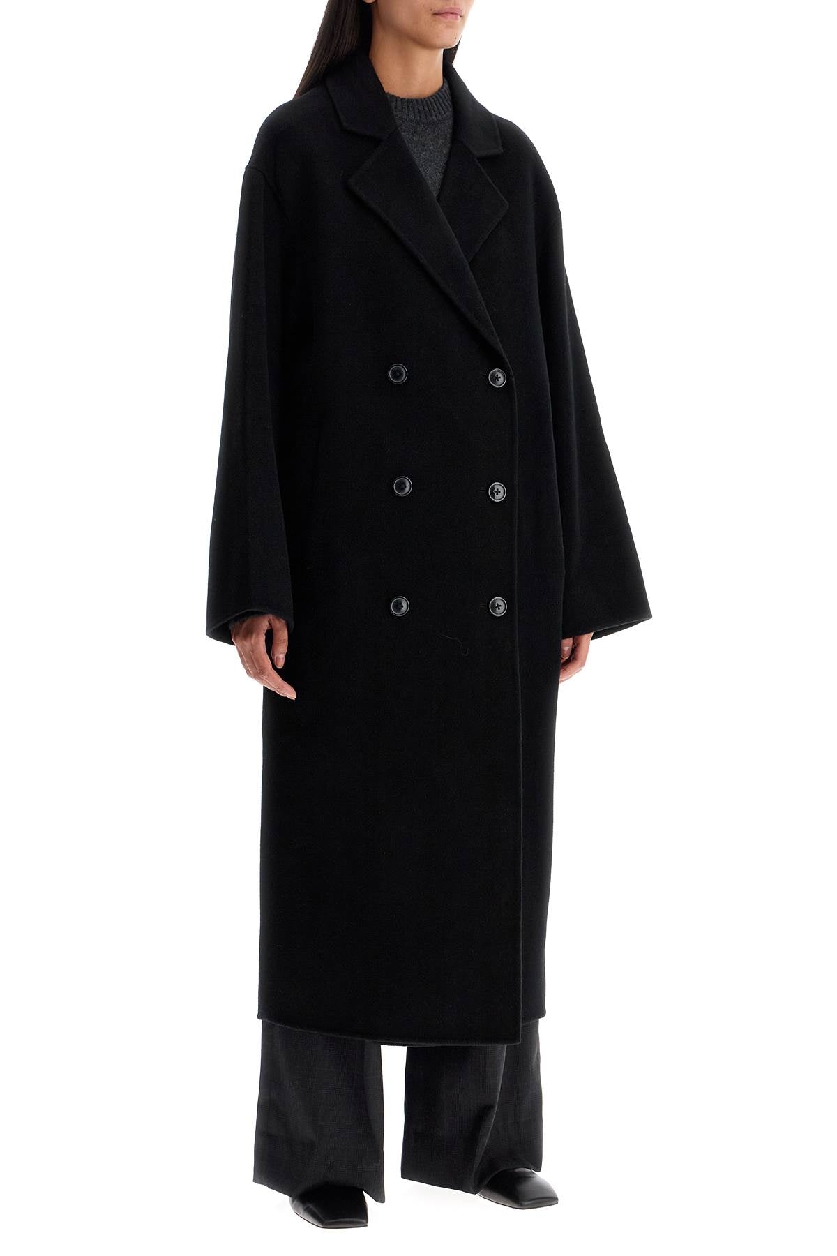 Long Wool And Cashmere Coat 'borne  - Black