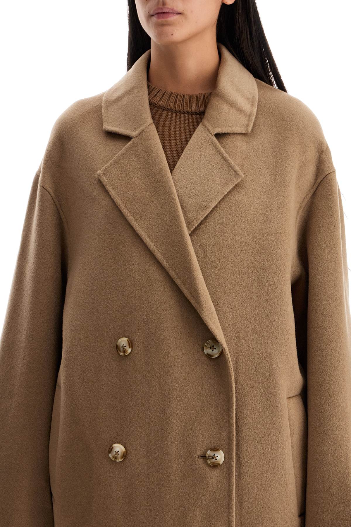 Long Wool And Cashmere Coat 'borne  - Beige