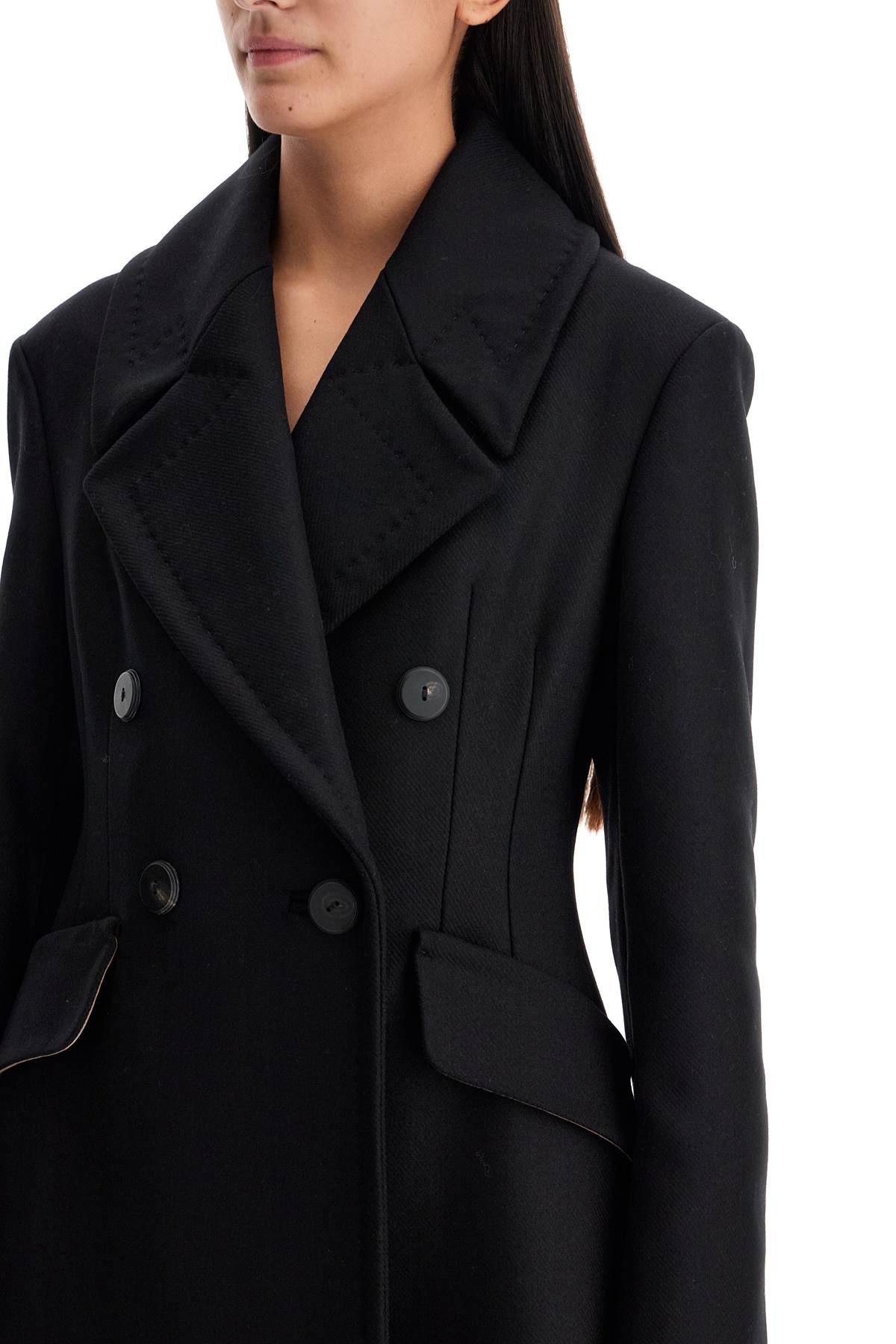 Wool And Cashmere Redingote Coat In  - Black