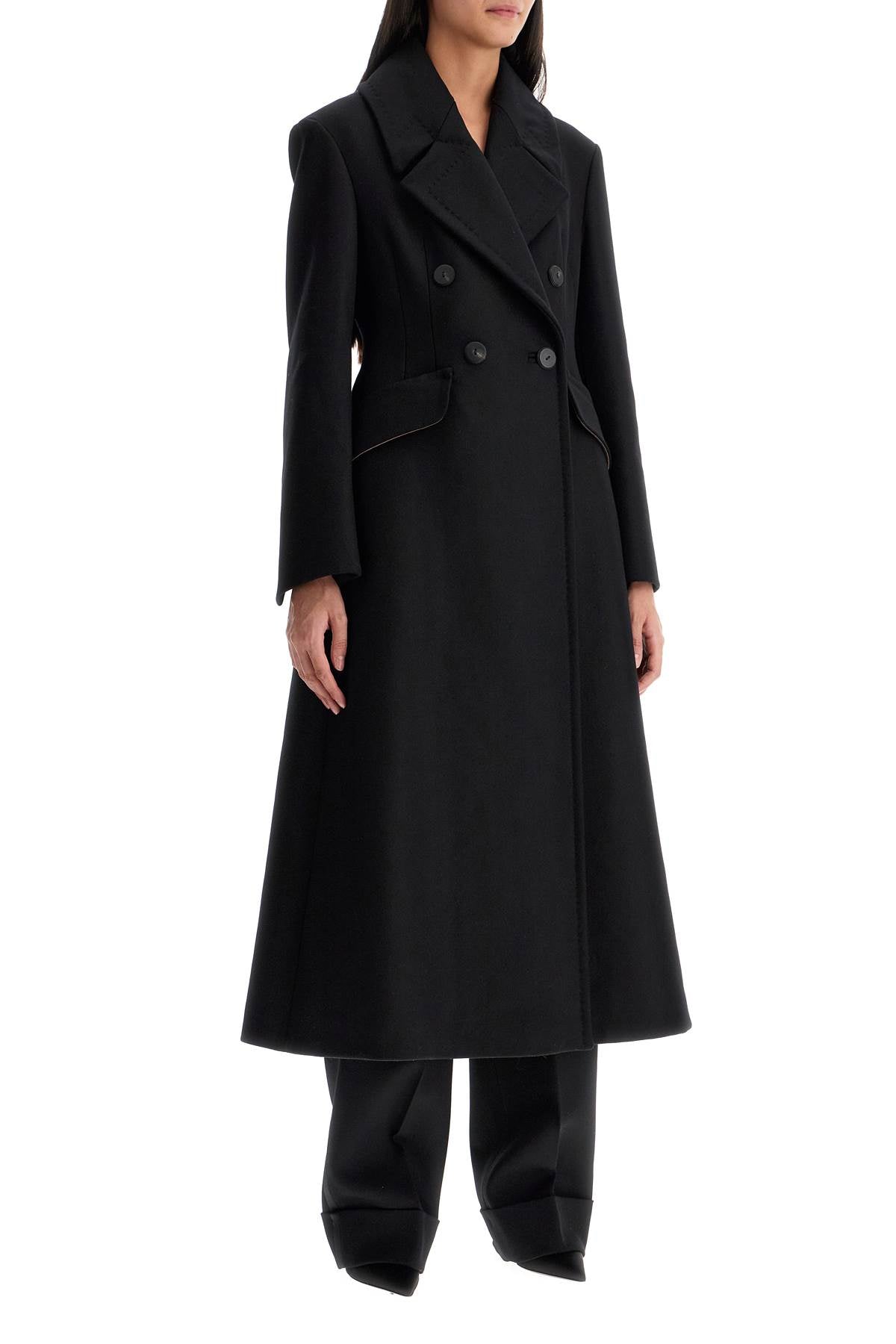 Wool And Cashmere Redingote Coat In  - Black