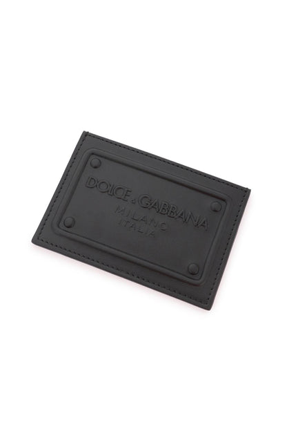 Embossed Logo Leather Cardholder  - Black