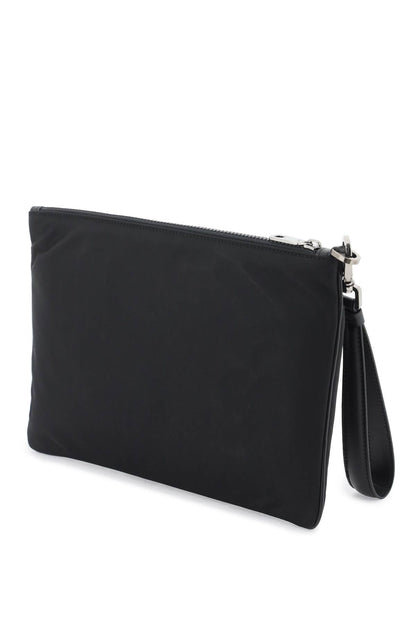 Nylon Pouch With Rubberized Logo  - Black