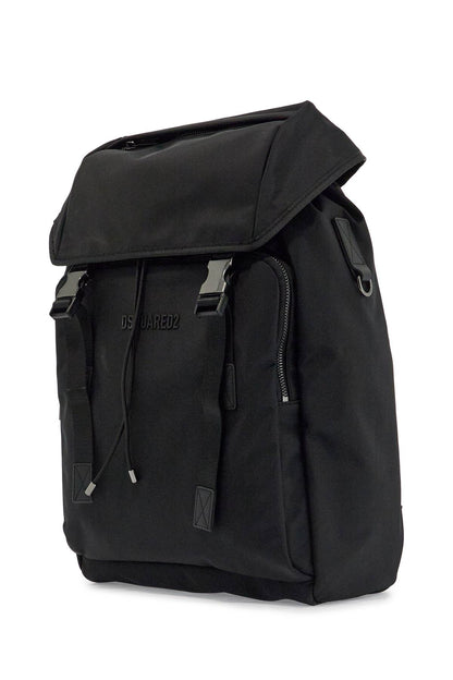 Black Nylon Laptop Backpack  - Black