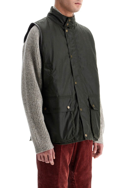 Waxed Cotton Vest For Men  - Green