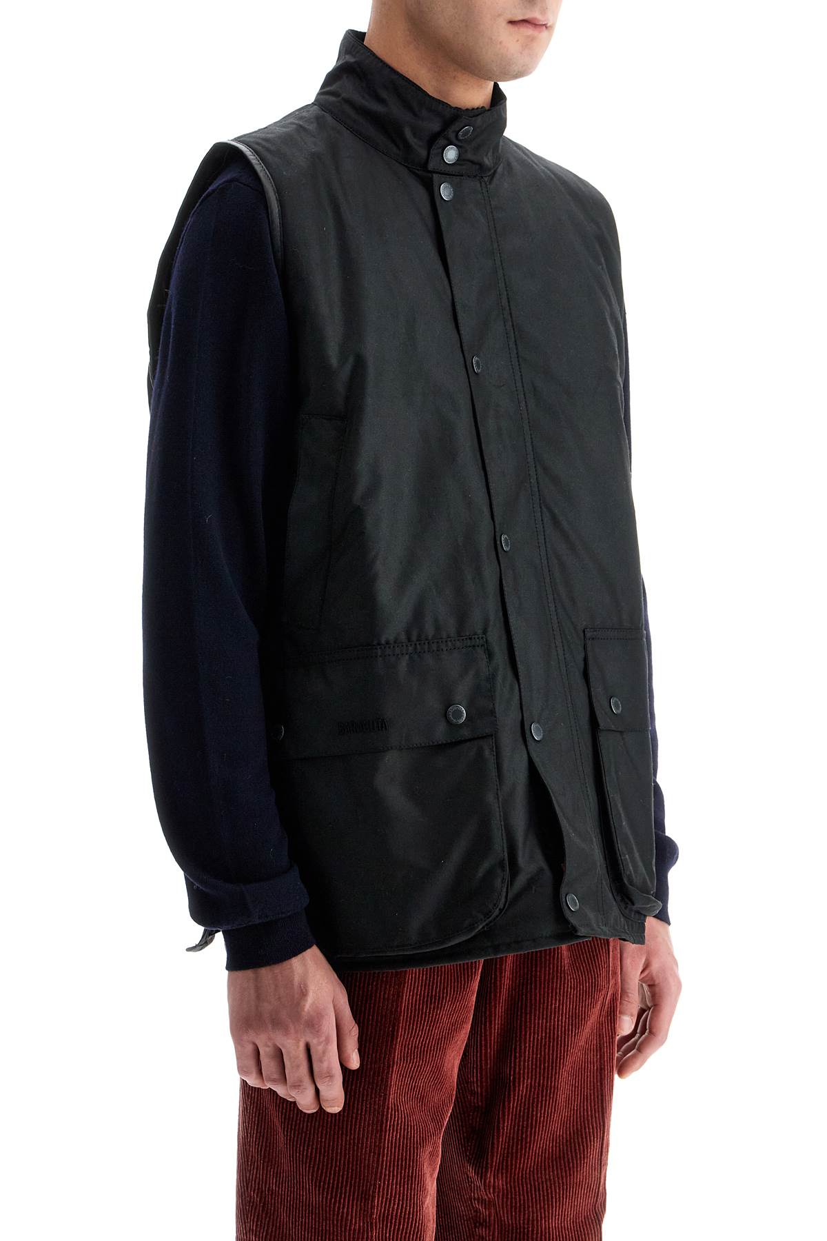 Waxed Cotton Vest For Men  - Black