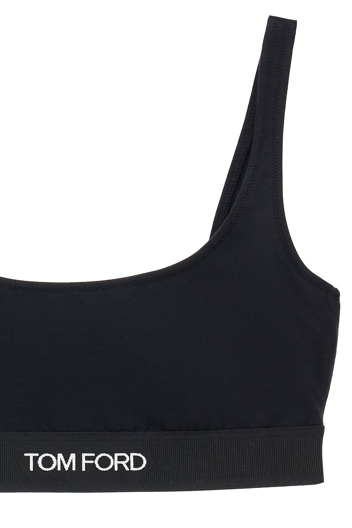 Bralette With Logo Band  - Black