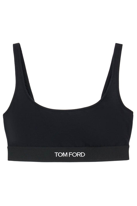 Bralette With Logo Band  - Black