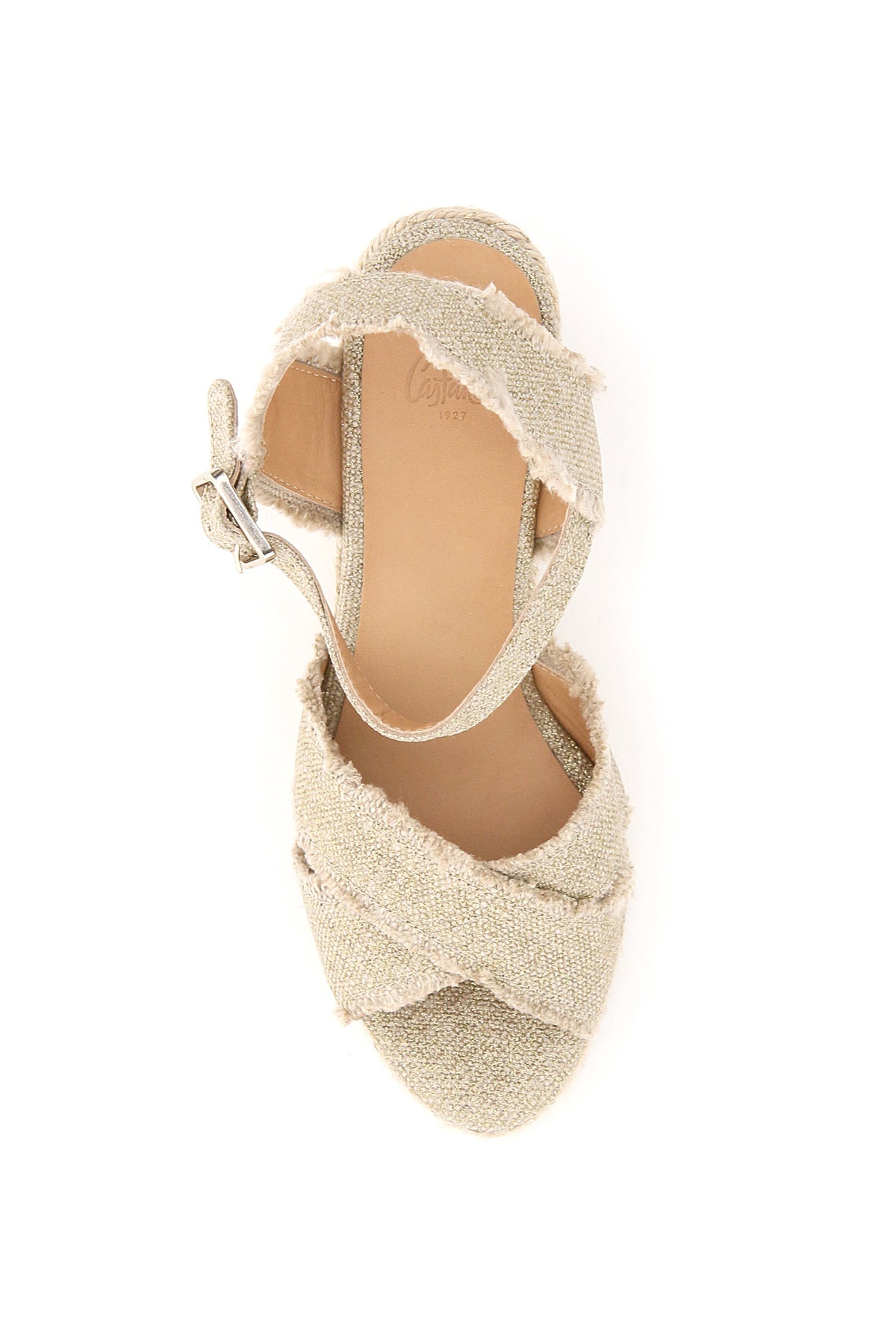 Lurex Bromelia Wedge Sandals  - Beige